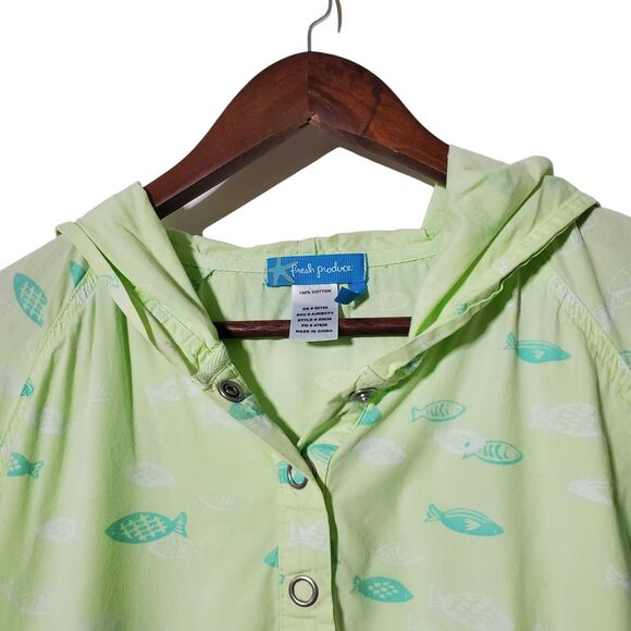 Fresh Produce Tiny Fish Jacket Size L Broadcloth Andorak Top Pullover Womens - Picture 2 of 8